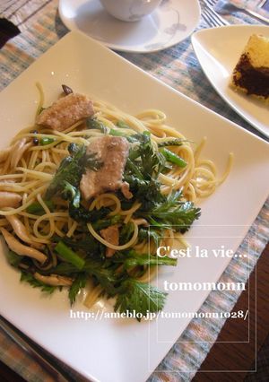 ＊ナツメグ★豚肉と春菊のオイルパスタ＊-レシピのメイン写真