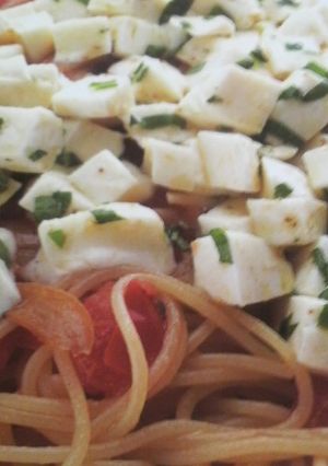 トマトとモッツァレラチーズのパスタ♪-レシピのメイン写真