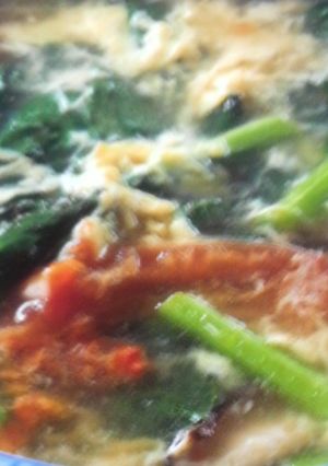 チンゲン菜と卵、トマトの中華スープ♪-レシピのメイン写真