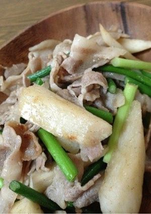ｻｸｻｸ長いものと豚肉のﾅﾝﾌﾟﾗｰ炒め-レシピのメイン写真