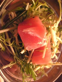 マグロと水菜の山葵めんつゆマヨネーズ和え-レシピのメイン写真
