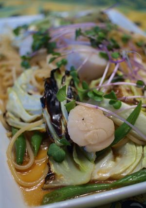 お一人様の焼きキャベツと帆立のパスタ①-レシピのメイン写真