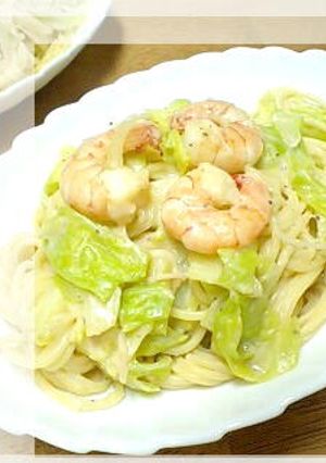 エビ＆キャベツの豆乳パスタ-レシピのメイン写真