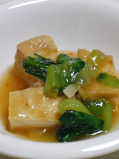 厚揚げとチンゲン菜のピリ辛煮-レシピのメイン写真
