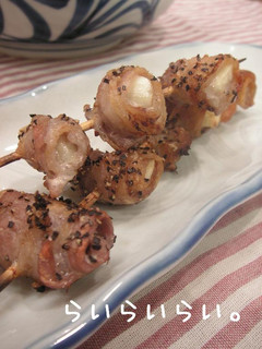 簡単おつまみ☆豚肉とニンニクの串焼き-レシピのメイン写真