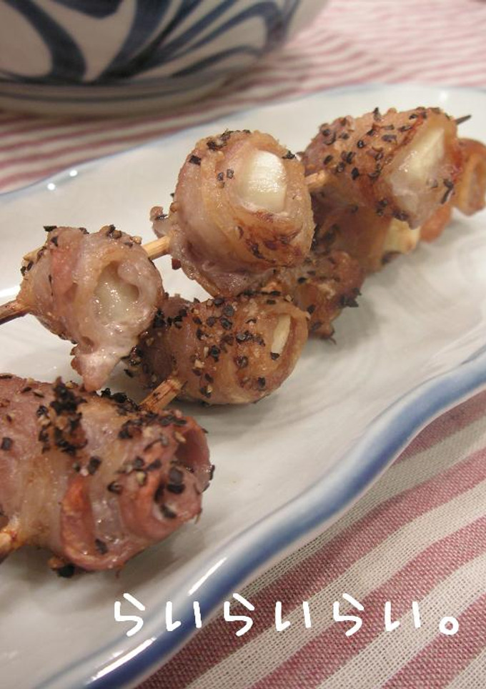 簡単おつまみ☆豚肉とニンニクの串焼き-レシピのメイン写真