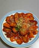 魚肉ｿｰｾｰｼﾞのｹﾁｬｯﾌﾟ和え!