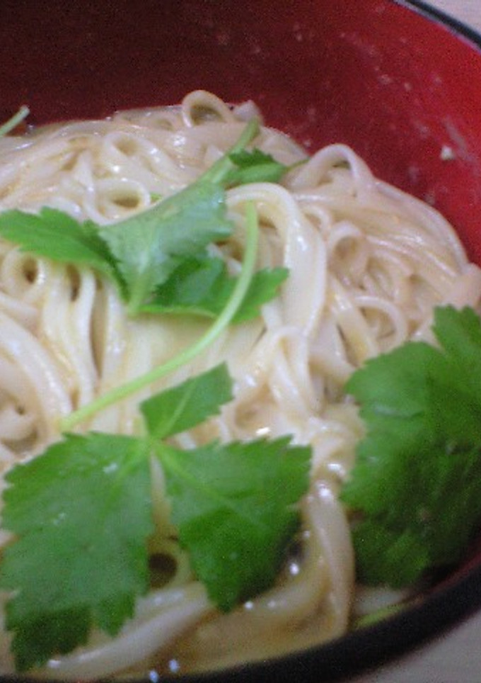 禁断の！ちょい食べカレー釜玉うどん風-レシピのメイン写真