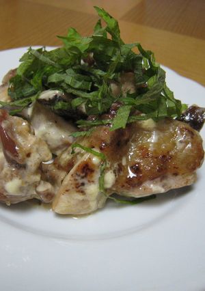 鶏肉の梅肉マヨ炒め~大葉のせ~-レシピのメイン写真