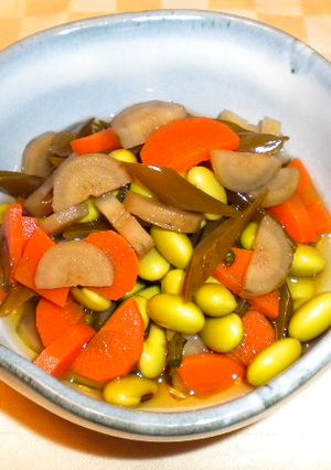 三陸わかめの茎と根菜の浸し豆-レシピのメイン写真