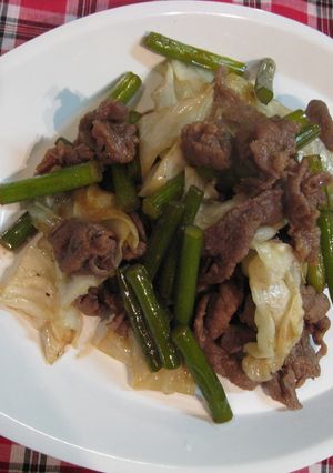 ニンニクの芽と牛肉の炒め物-レシピのメイン写真