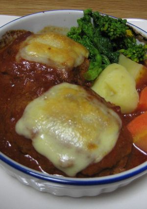 トマト缶で煮込みハンバーグ！-レシピのメイン写真