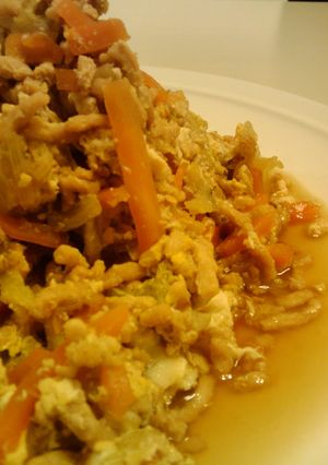 楽ｳﾏ♪野菜と鶏ミンチの卵とじ風♪-レシピのメイン写真
