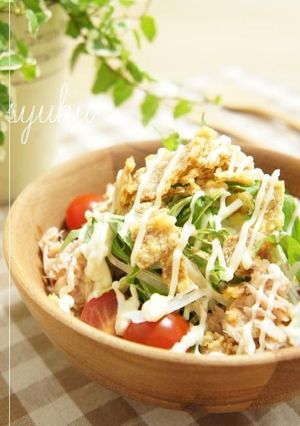 いかフライとマヨポンで水菜と大根のサラダ-レシピのメイン写真
