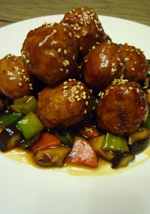 鶏つくねと彩り野菜の甘醤油あんかけ-レシピのメイン写真