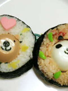 キャラ弁☆ゆで卵でクマパンダおにぎり-レシピのメイン写真