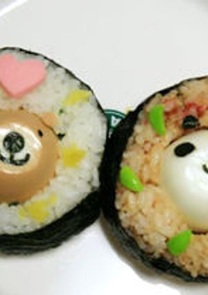 キャラ弁☆ゆで卵でクマパンダおにぎり-レシピのメイン写真