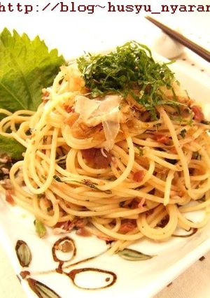 すぐ出来るサッパリ和風な梅ちりめんパスタ-レシピのメイン写真