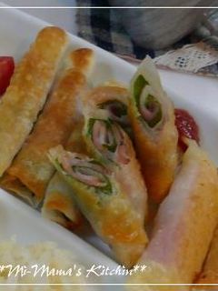 お弁当にも☆餃子の皮でハムと大葉巻き-レシピのメイン写真