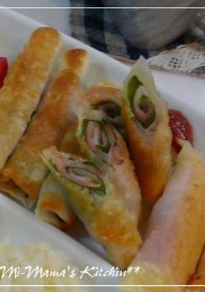 お弁当にも☆餃子の皮でハムと大葉巻き-レシピのメイン写真