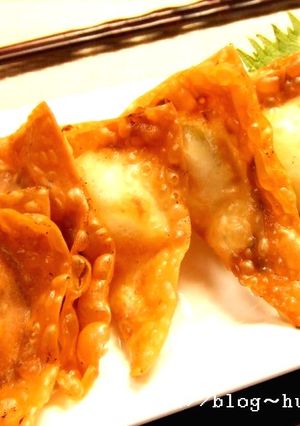 ワンタンの皮で空豆チーズのサクッとサモサ-レシピのメイン写真