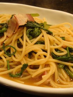 春菊とベーコンの☆和風パスタ☆-レシピのメイン写真