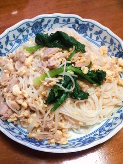 ツナとほうれん草のそうめん-レシピのメイン写真