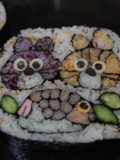 鯛と2にゃんの飾り巻き寿司-レシピのメイン写真