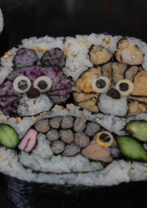 鯛と２にゃんの飾り巻き寿司-レシピのメイン写真