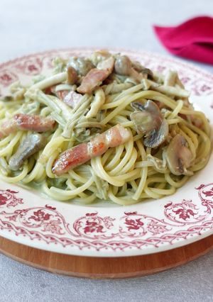 青汁きのこクリームパスタ-レシピのメイン写真
