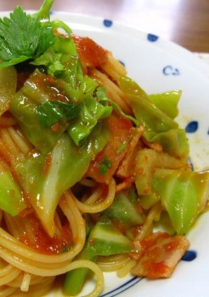簡単！温野菜キャベツ入りトマトパスタ。-レシピのメイン写真