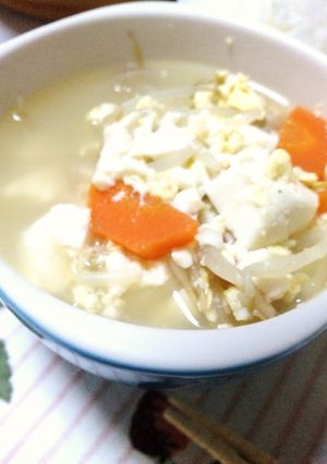 あらら簡単♪豆腐ともやしの卵スープ-レシピのメイン写真