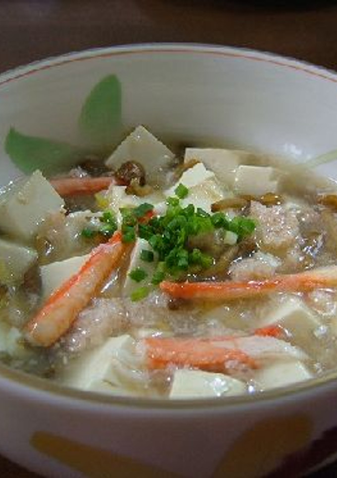 かに缶となめことお豆腐の中華風ｽｰﾌﾟ-レシピのメイン写真