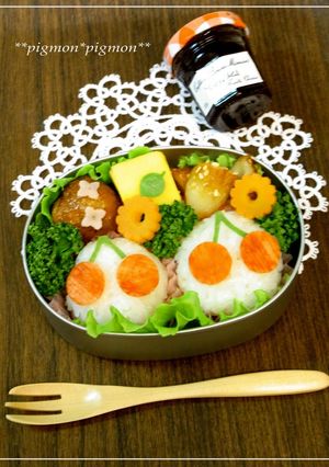 **キャラ弁に　さくらんぼのおにぎり**-レシピのメイン写真