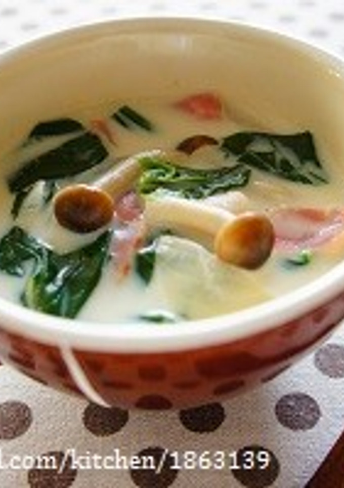 簡単♪ほうれん草とベーコンの豆乳スープ-レシピのメイン写真