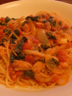 ほうれん草とツナのトマトパスタ-レシピのメイン写真