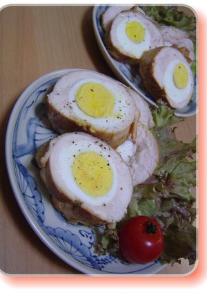-ゆで卵と鶏ムネღレンチン焼--レシピのメイン写真