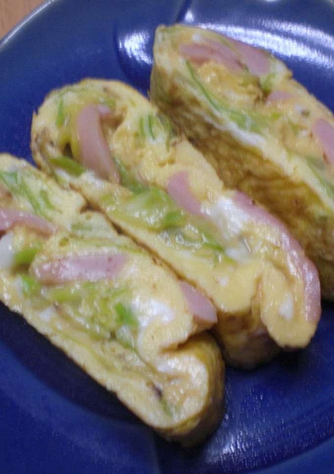 魚ソーセージとキャベツの玉子焼き-レシピのメイン写真