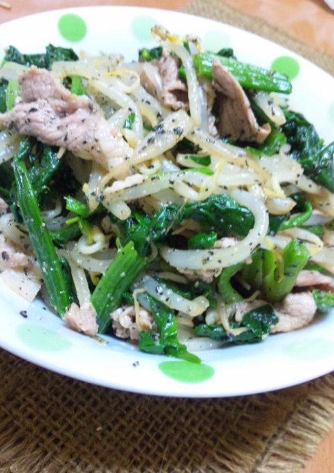 もやし+ほうれん草、豚肉の胡麻和え-レシピのメイン写真