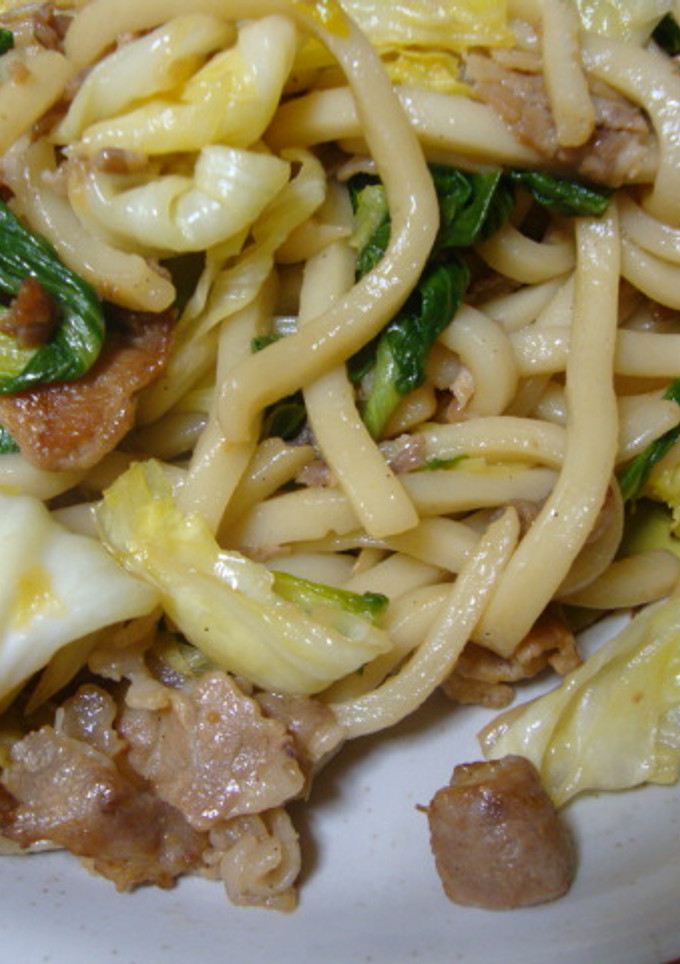 豚のしょうが焼きで焼きうどん-レシピのメイン写真