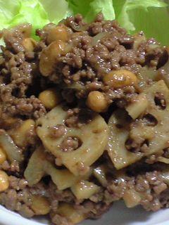れんこんと大豆の挽き肉甘辛炒め-レシピのメイン写真