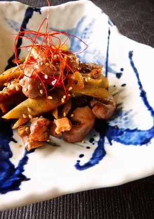 砂肝とごぼうの辛味炒め-レシピのメイン写真