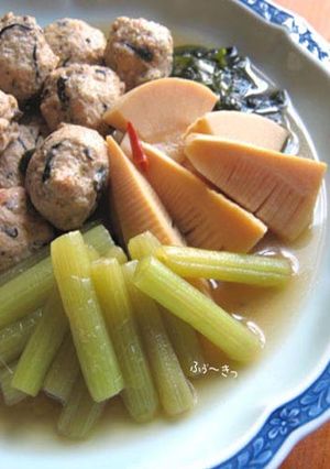 減塩【蕗と鶏団子の炊き合せ】ふわふわ♪-レシピのメイン写真
