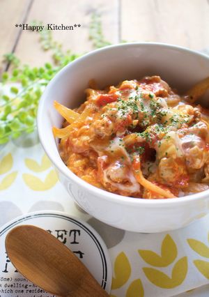 トマトとチーズのとろとろ卵イタリアン豚丼-レシピのメイン写真