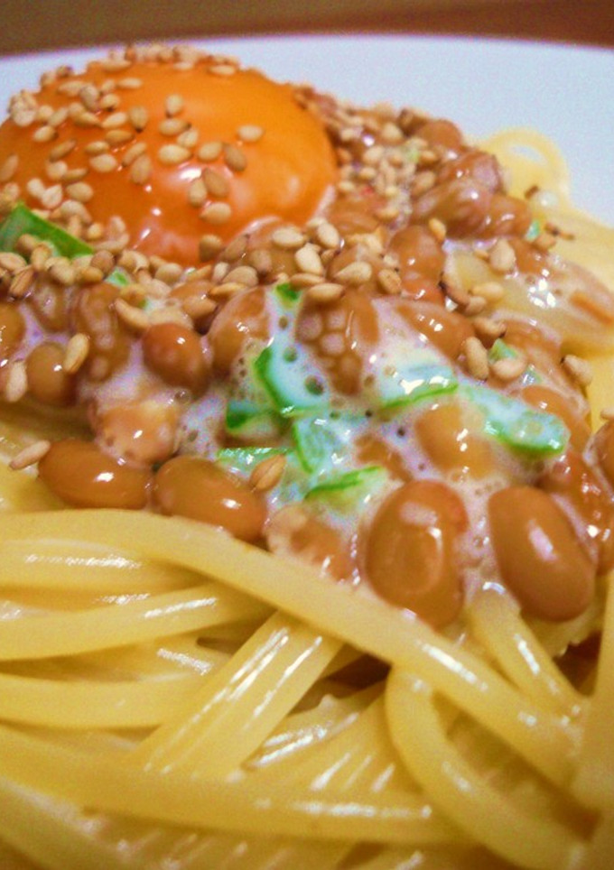 納豆明太マヨのパスタ✿とろ～り卵乗せ✿-レシピのメイン写真