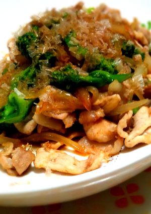 菜の花と豚肉の炒めもの-レシピのメイン写真