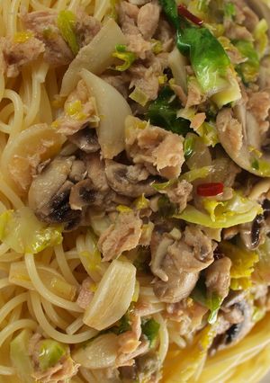 お一人様の芽キャベツか・ら・み・パスタ⑤-レシピのメイン写真