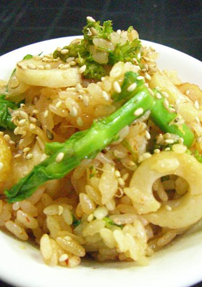菜の花とちくわ de キムチ炊き込みご飯-レシピのメイン写真