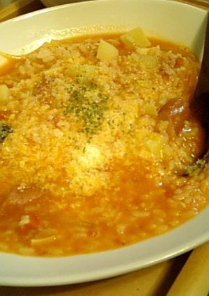 カチカチご飯変身☆簡単トマトリゾット-レシピのメイン写真