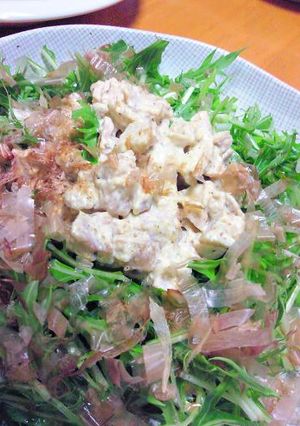 鶏チャーシューのゴママヨ水菜サラダ-レシピのメイン写真